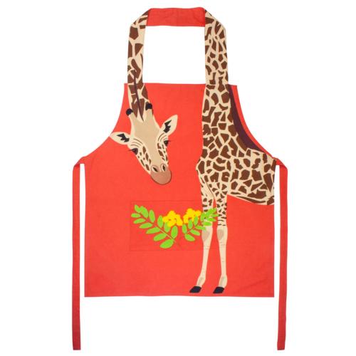 Apron, cotton, giraffe design, one-size to fit adult