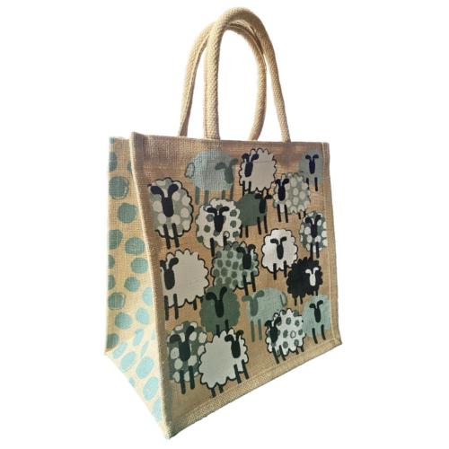 Jute shopping bag, square, sheep