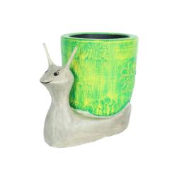 Planter or Bottle Holder on Snail Stand Albesia Wood 22x12.5x16cm