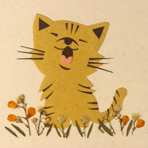 Handmade Card, Ginger Cat Laughing 12x12cm