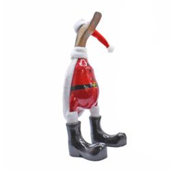 Duck Santa In Large Boots Bamboo Root 20cm