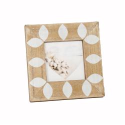 Photo Frame Leaf Border Sustainable Wood for photo 4 x 4 inches