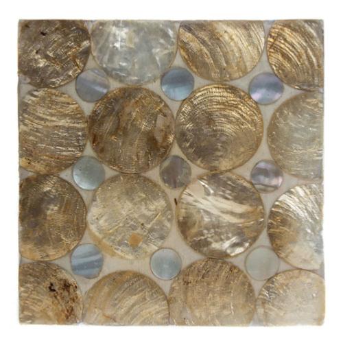 Coaster, shell and resin, square