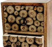 Mini chest of 2 drawers, decorative mango wood branch slices