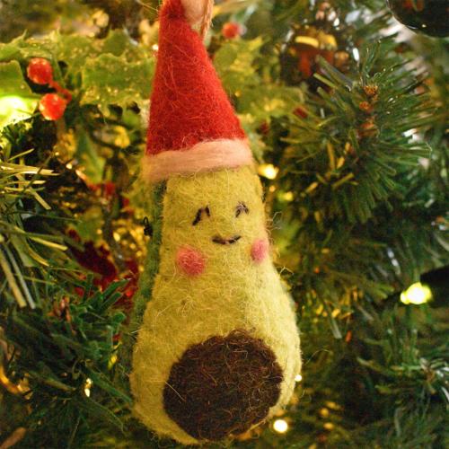 Hanging decoration, felt Santa Avocado