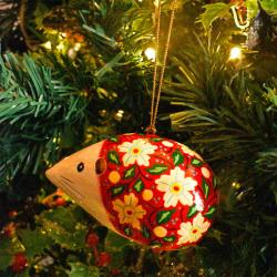 Hanging hedgehog decoration, papier maché