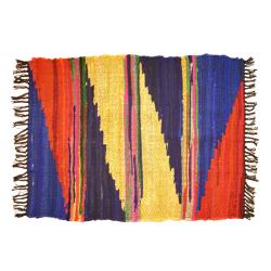 Kilim rag rug recycled cotton & polyester Aztec 80x120cm