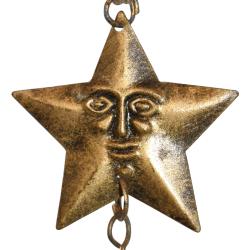 Hanging bell recycled wrought iron, star with face 6 x 11cm