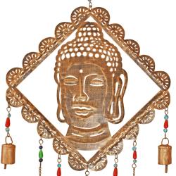 Hanging Windchime Buddha Recycled Metal 70cm