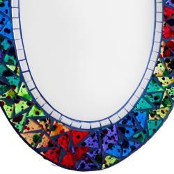 Oval mirror recycled glass mosaic speckled design 20x 30cm