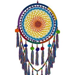 Dreamcatcher rainbow with pompoms & tassels 42cm