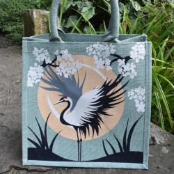 Jute shopping bag, Crane 30x30cm