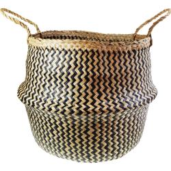 Woven seagrass basket, natural & black 45cm