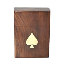 Playing Card Box Sheesham Wood Brass Inlay 17 x 12 x 6cm