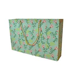 Gift Wrap Handmade Paper Floral Design on Light Blue 31 x 20 x 7.5cm