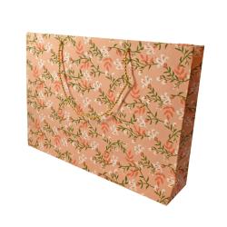 Gift Wrap Handmade Paper Floral Design on Pink 38 x 28 x 10cm