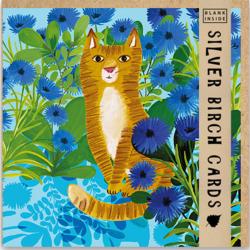 Greetings Card, Cornflower Cat, 15x15cm