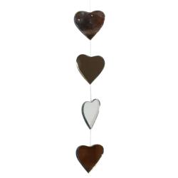 Hanging Mobile, Recycled Glass, 6cm Hearts, 70cm length