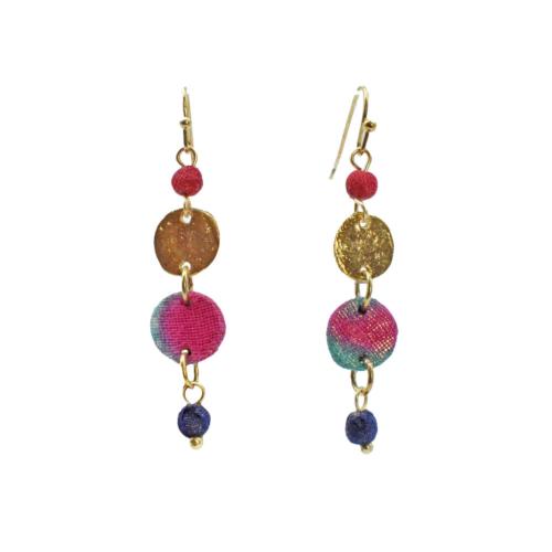 Earrings Recycled Drop 4 Beads 5cm