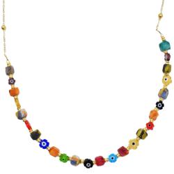 Necklace Recycled Cotton Beads + Flower Shapes