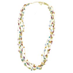 Necklace Small Beads Multicoloured on Gold Coloured Strands