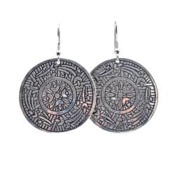 Earrings Round Geometeric Pattern 4cm diameter