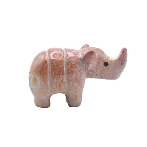 Rhinoceros Ornament Kisii Stone Pink