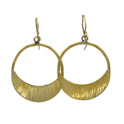 Earrings, brushed brass oval drop earring 4 (L) x 3 (W) cm